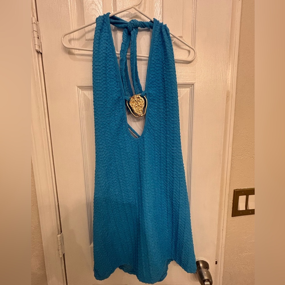Turquoise Textured DRESS - Picture 2 of 2
